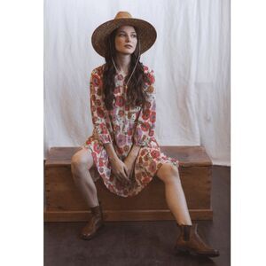 NEW! Birds of Paradis by Trovata Poppy Print Nia Dress Floral Print Size Small